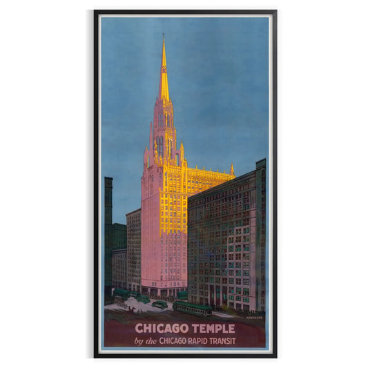 allure Chicago Temple travel poster striking piece gray black city timeless elegance wall art thoughtful gift compelling artwork space standalone print