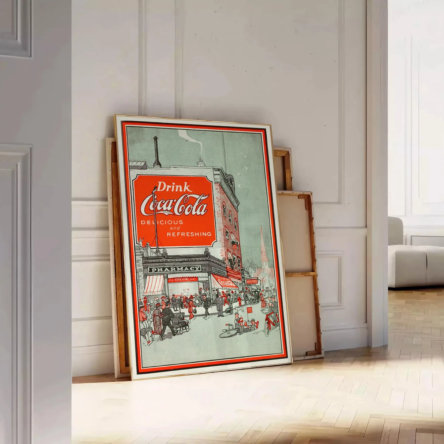 space black green Coca Cola pub poster retro wall art gift vibrant print iconic charm classic pubs decor unique artwork stylish frame