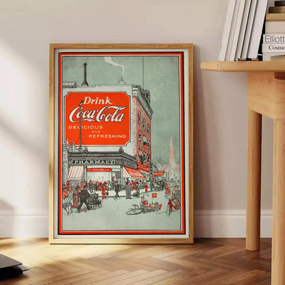 space black green Coca Cola pub poster retro wall art gift vibrant print iconic charm classic pubs decor unique artwork stylish frame