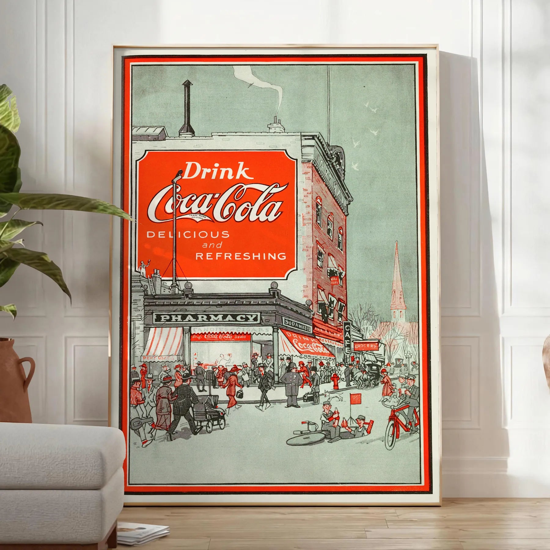 space black green Coca Cola pub poster retro wall art gift vibrant print iconic charm classic pubs decor unique artwork stylish frame