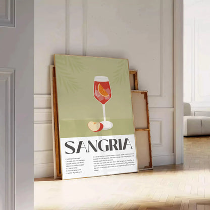 space vibrant Cocktail Sangria Art Poster lush green orange hues unique wall thoughtful gift stunning print touch elegance room sleek frame one