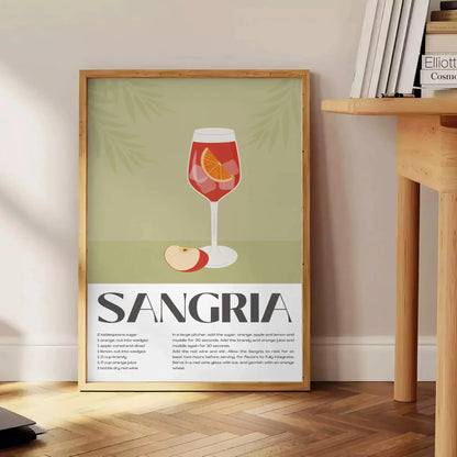 space vibrant Cocktail Sangria Art Poster lush green orange hues unique wall thoughtful gift stunning print touch elegance room sleek frame one