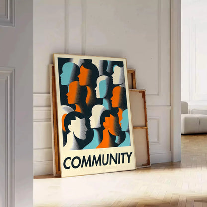 space vibrant Community Dance poster bold orange green hues lively wall art essence unity rhythm ideal gift stunning print room unframed artwork today