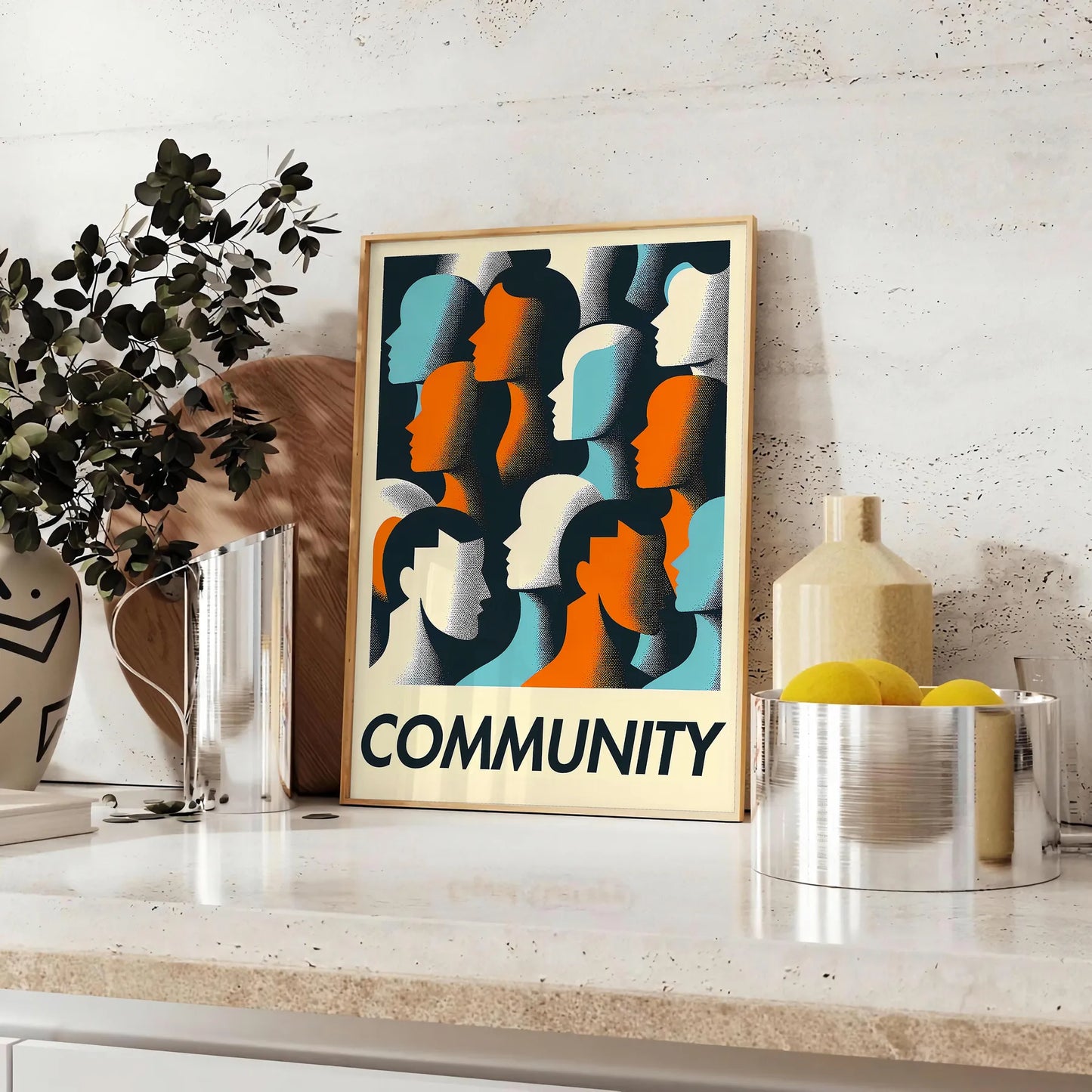 space vibrant Community Dance poster bold orange green hues lively wall art essence unity rhythm ideal gift stunning print room unframed artwork today