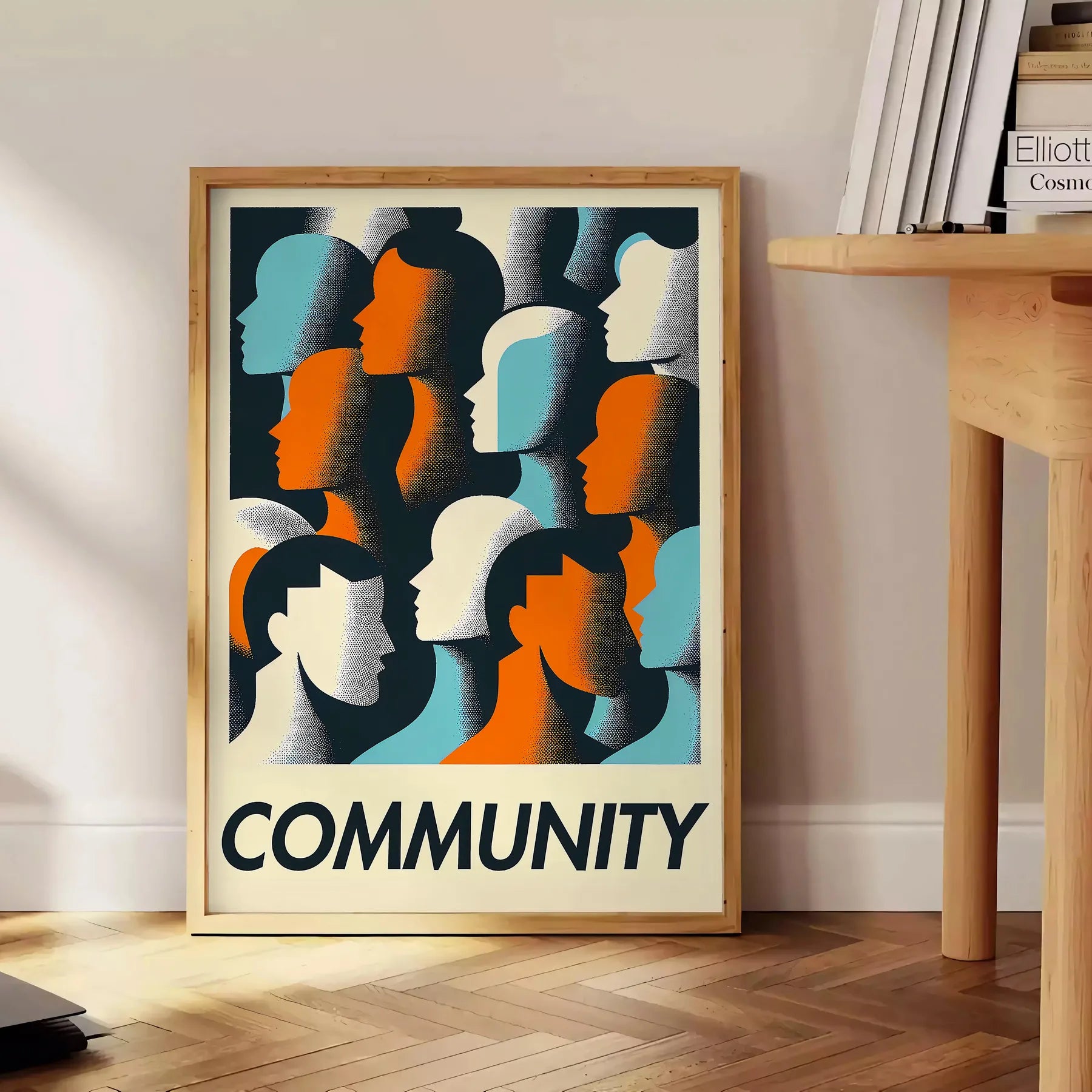 space vibrant Community Dance poster bold orange green hues lively wall art essence unity rhythm ideal gift stunning print room unframed artwork today