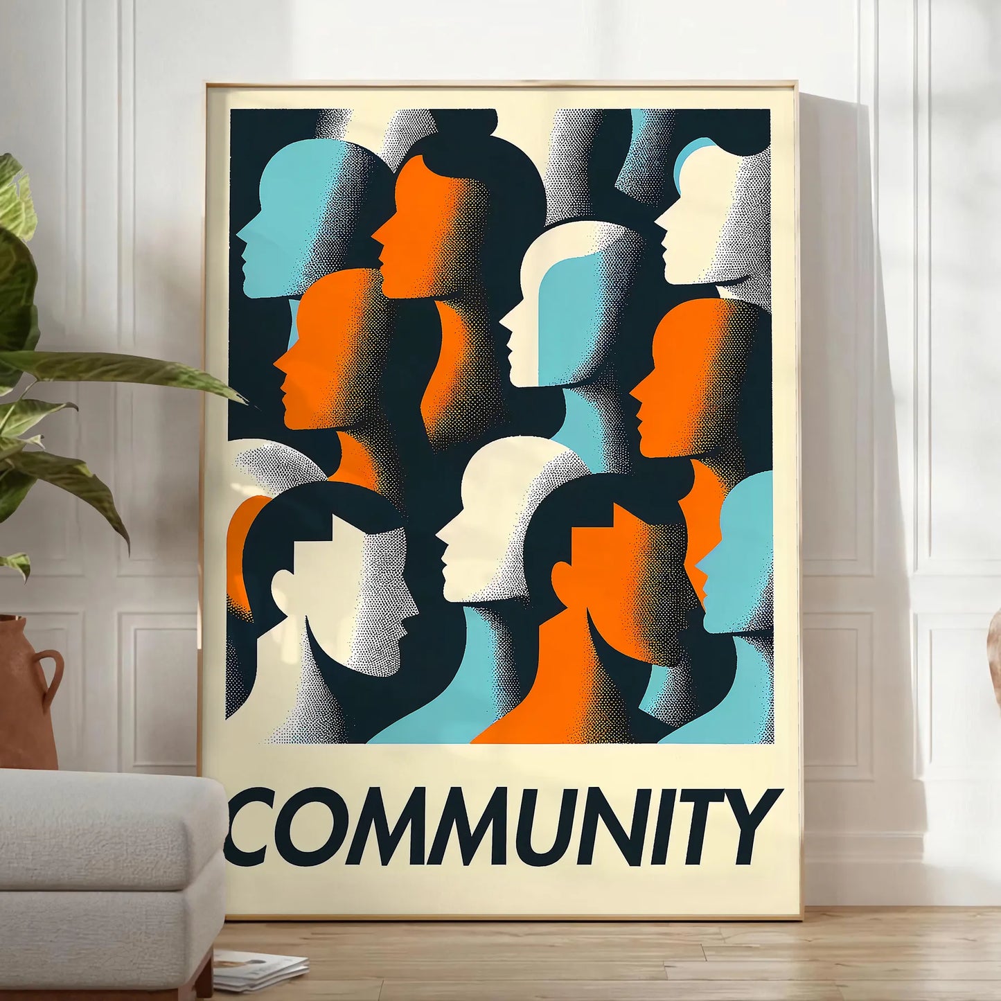 space vibrant Community Dance poster bold orange green hues lively wall art essence unity rhythm ideal gift stunning print room unframed artwork today