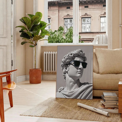 space David Wears Sunglasses poster bold black green hues unique piece wall art classical modern twist stylish print thoughtful gift lovers sizes A4 cm 60